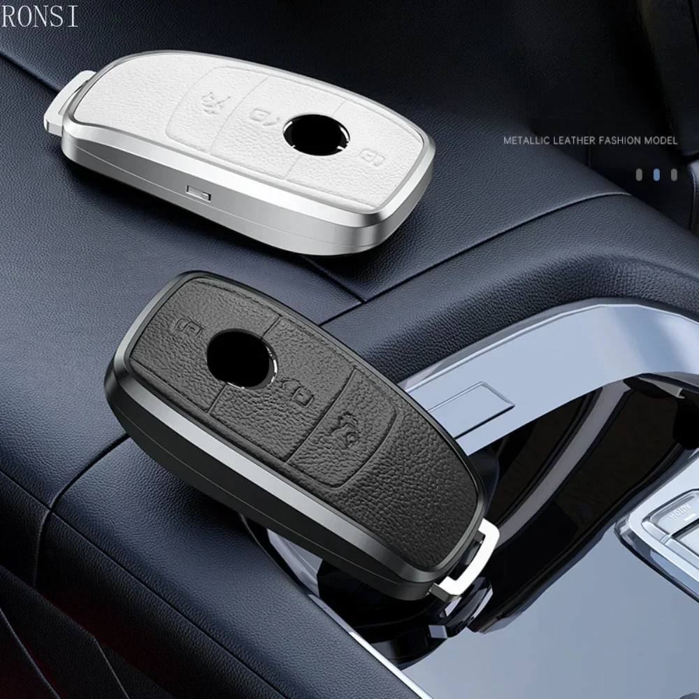 Aluminum Alloy Leather Car Remote Key Cover Case For Mercedes benz A C E S G GLS CLA Class W213 W177 W205 W222 X167 W177 AMG