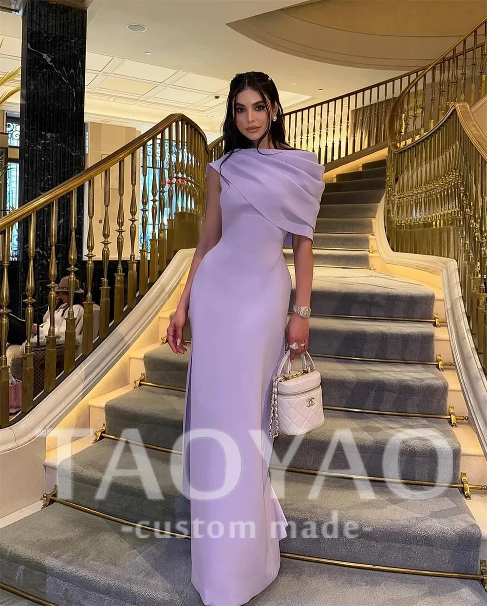 

Customized Purple Floor-length Mermaid Prom Dress Side Slit 2025 Elegant فساتين سهرات Formal Evening Party Dress