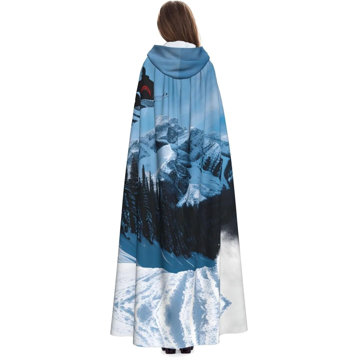 

Накидка с капюшоном для взрослых с принтом для сноуборда, карнавальная праздничная накидка, халат для косплея, костюм для вечеринки, готический карнавал