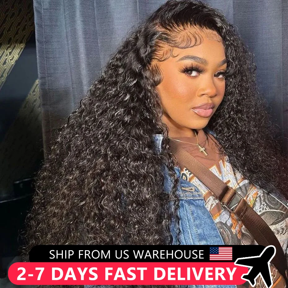 Deep Wave Pre Plucked HD Transparent Human Hair 13x4 Lace Frontal Curly Wig Glueless for Women MYLOCKME 180% Lace Front Wig