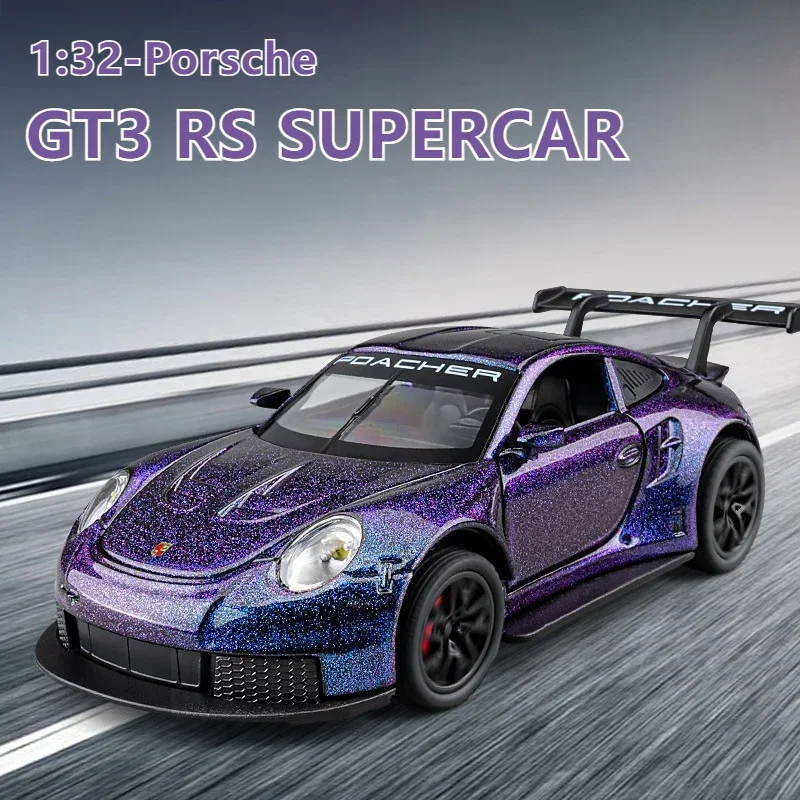 New 1:32 Porsche 911 GT3 RS Supercar High Simulation Diecast Metal Alloy Model car Sound Light Pull Back Collection Kid Toy Gift