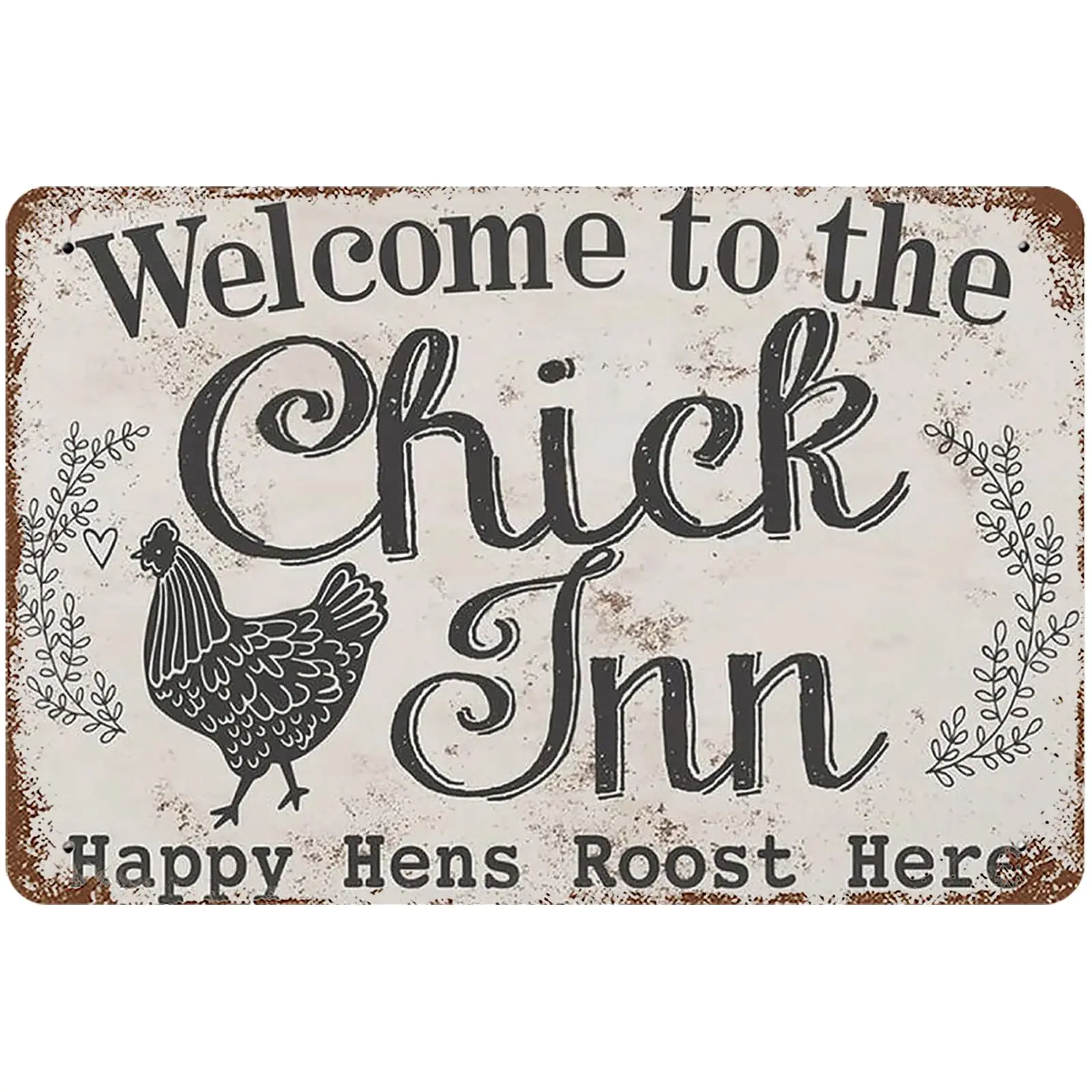 Sumianyh Vintage Metal Tin Sign 8x12 Inches, Funny Chicken Coop Quotes Wall Decor Welcome To The Chick Inn Happy Hens Rooster He