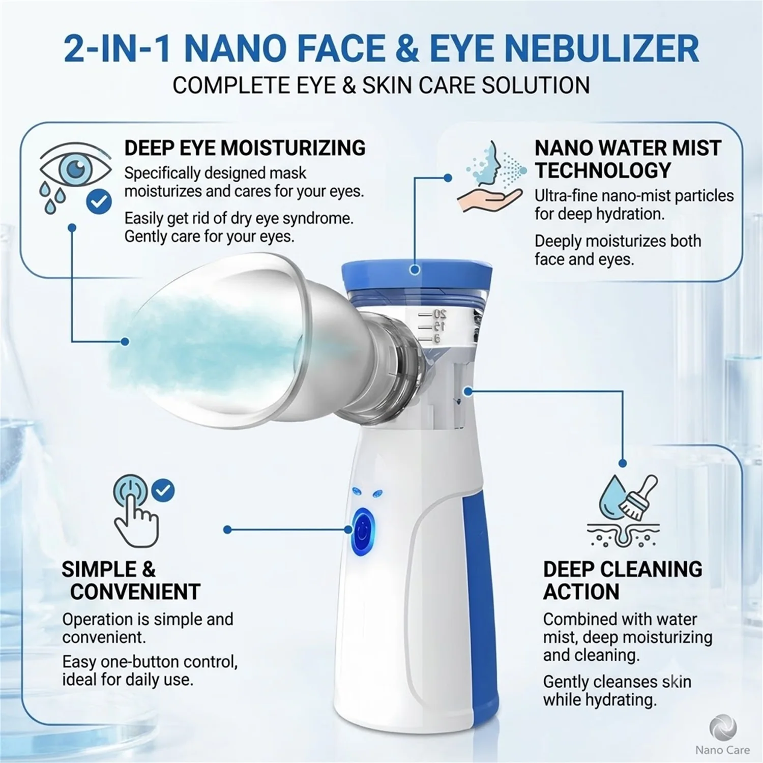 Handheld Portable Mist Spray Bottle Hydrating Skin Care Eye Sprayer Manual Steamer - Travel Size Humidifier for Facial Moisturiz
