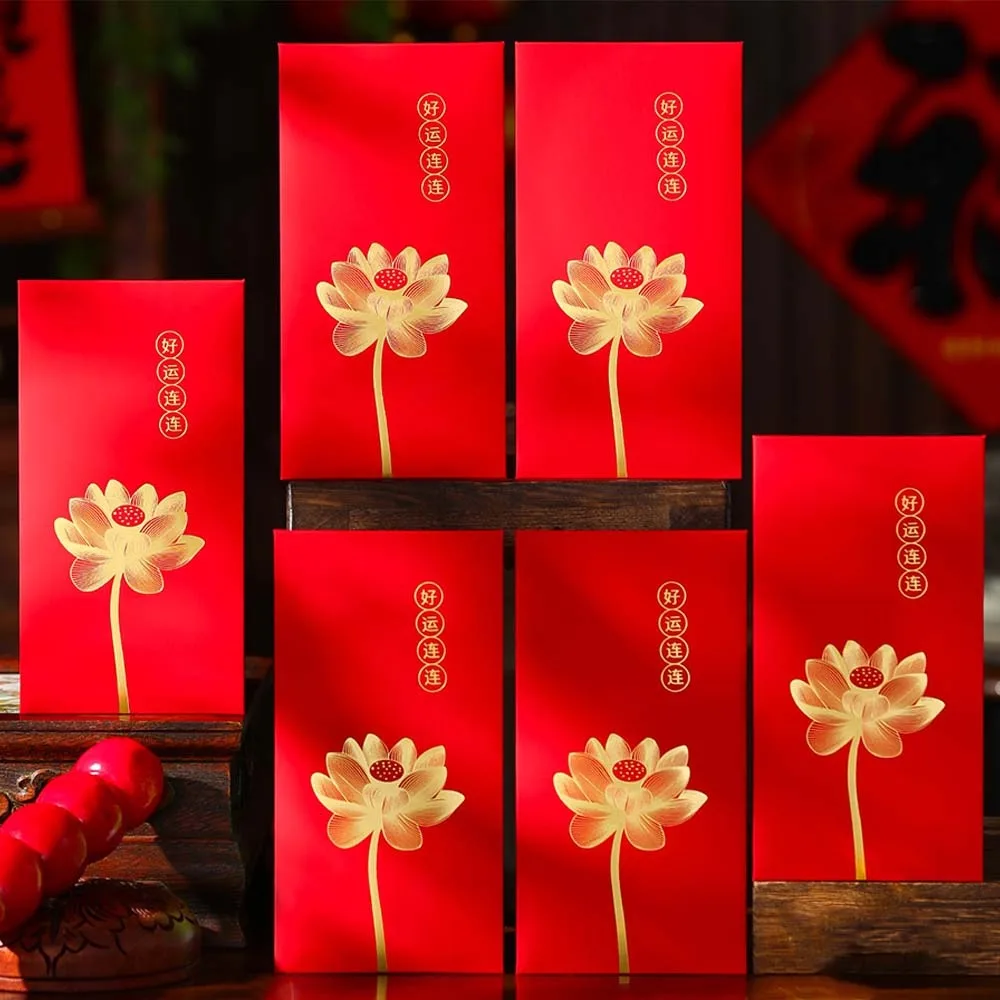 6pcs Cartoon Horse Year Red Envelope Blessings Traditional Lucky Money Pouch Mixed Pattern Paper Craft Festival Hongbao