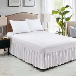 Wrap Around Dust Elastic Ruffle Bed Skirt Bedding for King Queen Twin Easy Fit Wrinkle-Free Washable Fade Resistant Home Decor