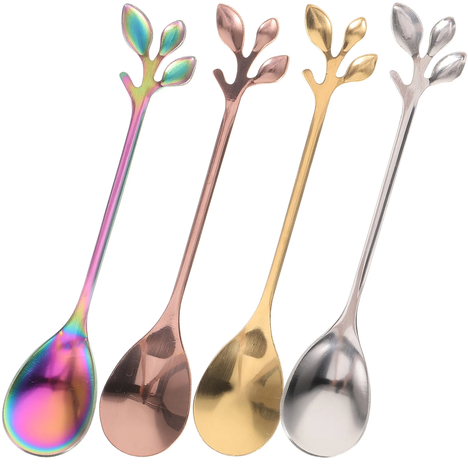 4 Pcs Mixing Branch Leaf Tea Stirring For Coffee Spoon Spoon Dessert Coffee Fruit Mixing Kitchen Tableware