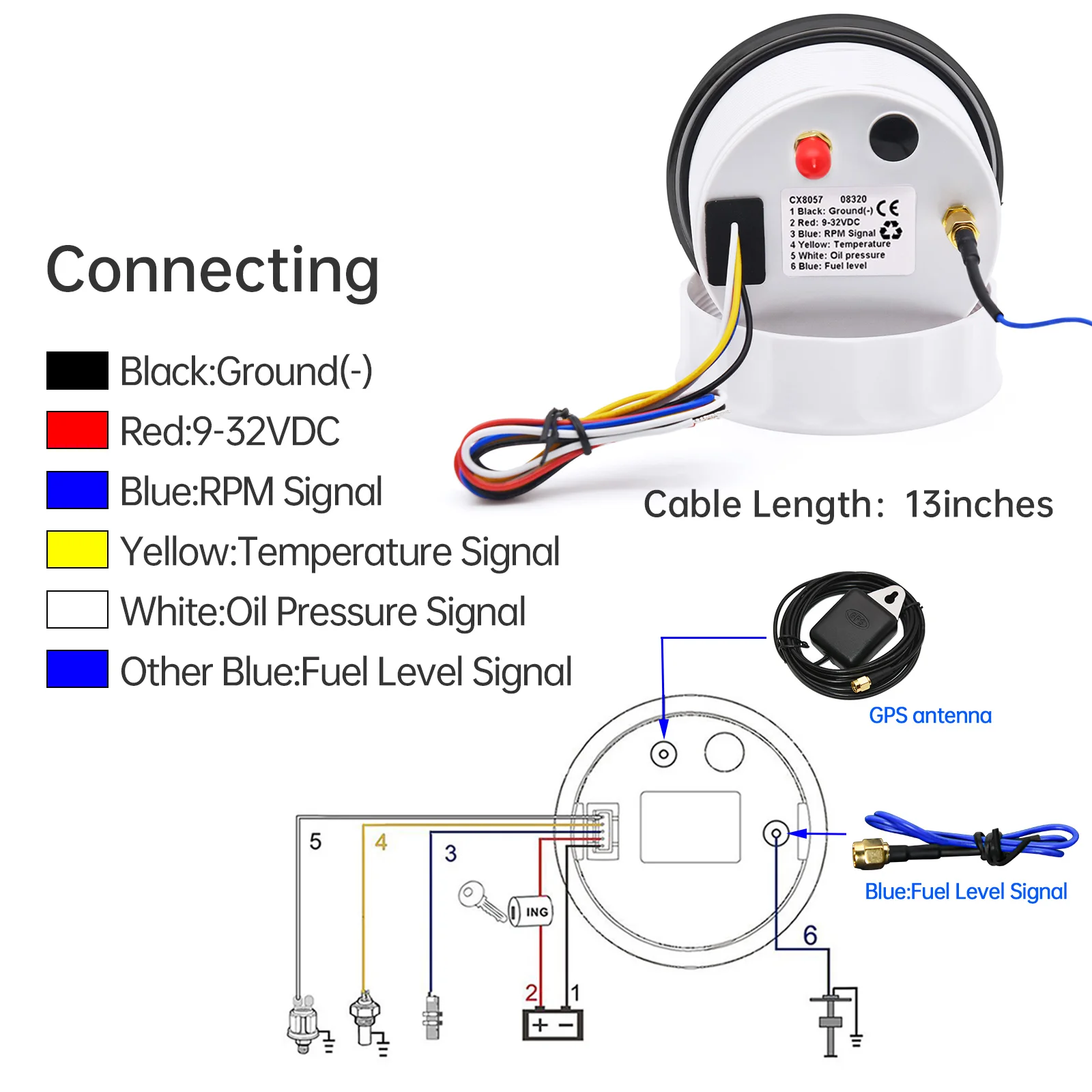 ZMFJH Multi Digital 85MM Gauge Alarm 600KMH GPS Speedometer+Tachometer+Fuel Level+Oil Press+Water Temp+Voltage for Auto Car Boat