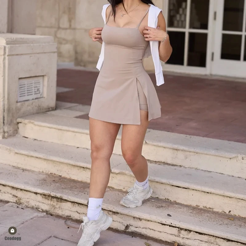 Pad Bodysuit Women Anti Shorts Yoga Set Gym Running One Piece Jumpsuit Tennis Skirt Workout Dress Fitness Bodysuit Skorts XP209