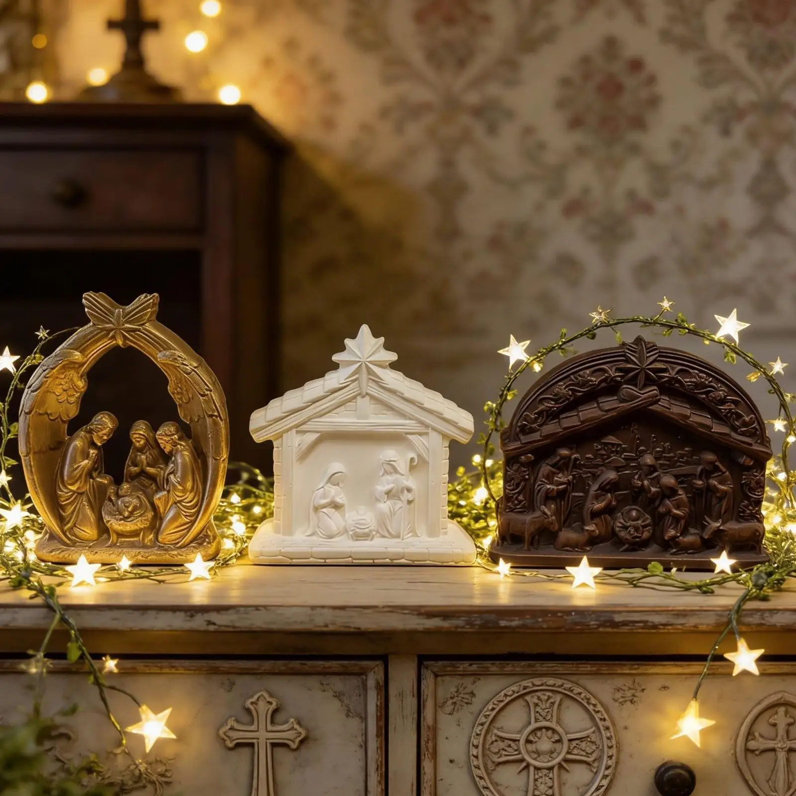 Christmas Silicone Molds Easy Release Nativity Crafts Casting Tool Nativity Silicone Casting Mold For Plaster Gypsum Soap