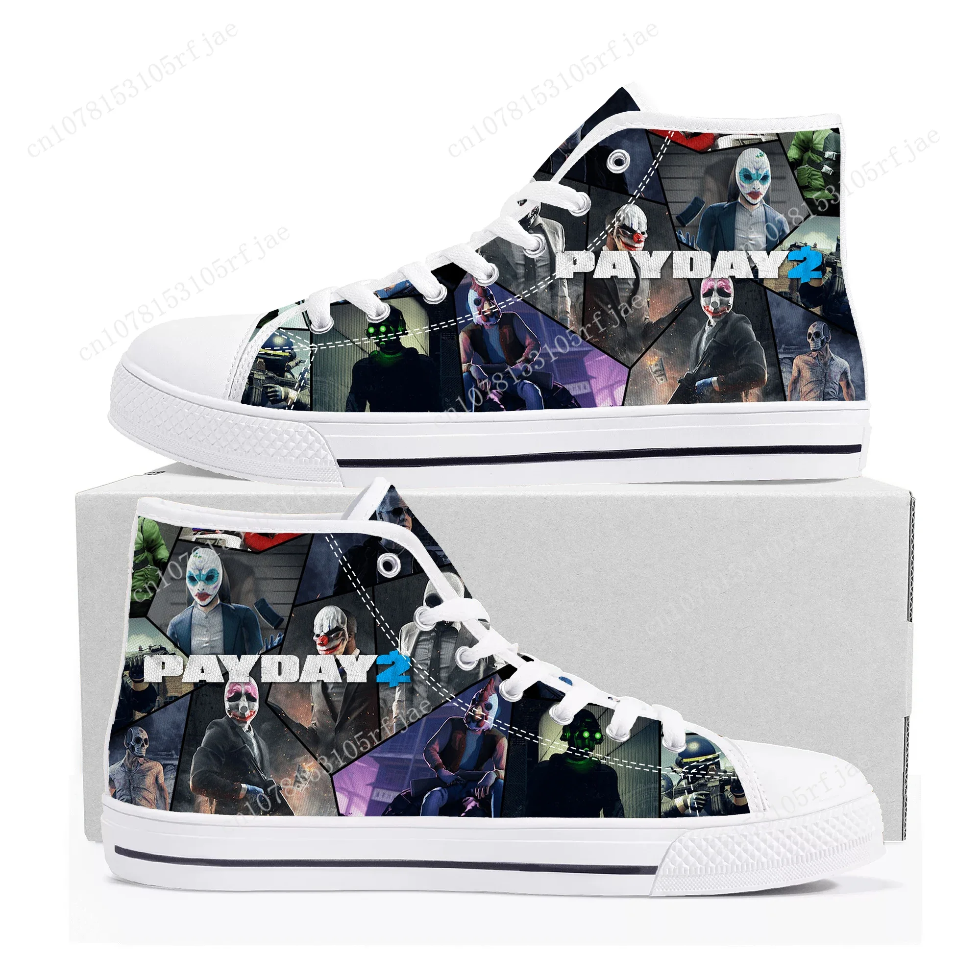 

PAYDAY 2 High Top Sneakers Hot Cartoon Game Mens Womens Teenager High Quality Fashion Canvas Shoes Casual Tailor Made Sneaker