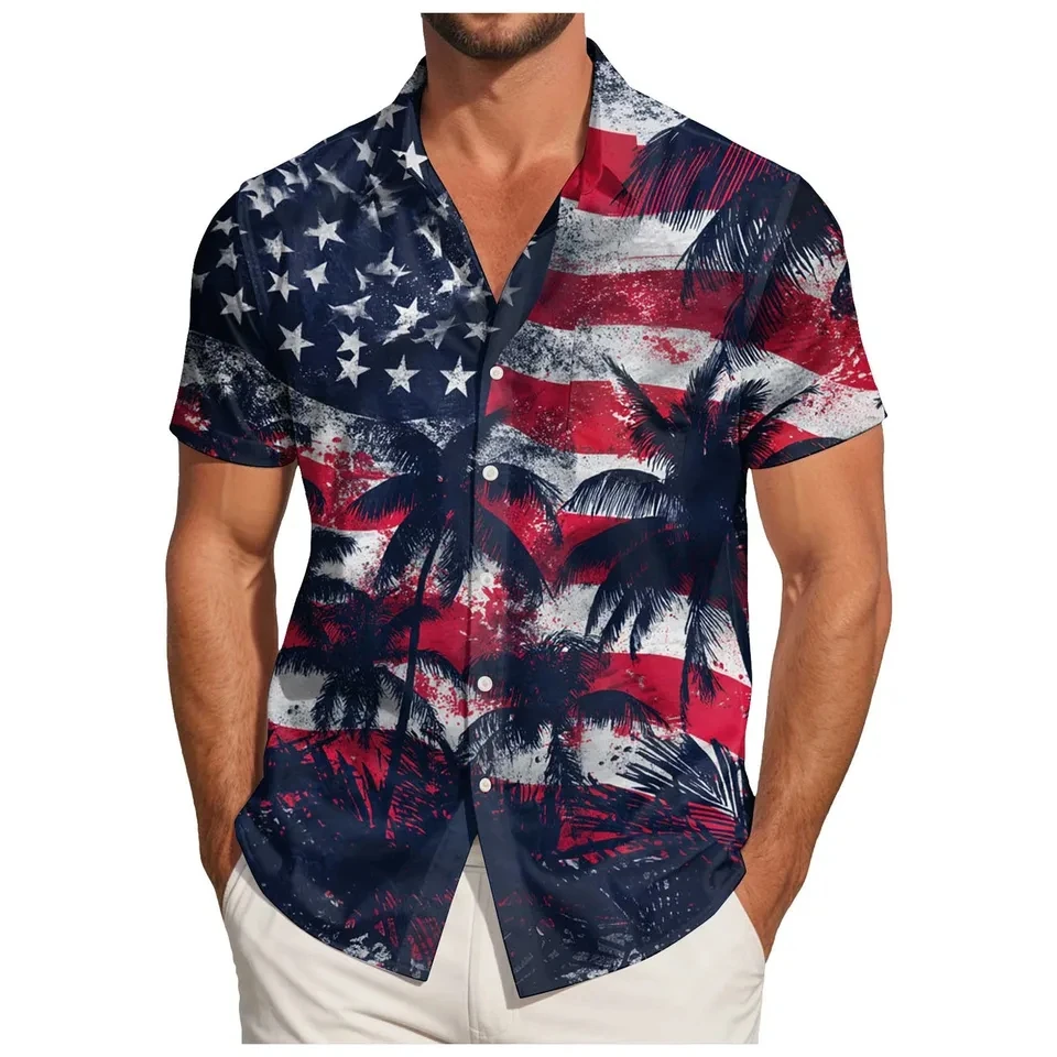 

America Flag Graphic Shirts 3D Printed Men's Clothing Independence Day 4th of July Patriotic Short Sleeved Shirt Casual Tops