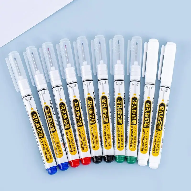 【S】72 Hours Deep Reach Marker Waterproof Construction Pen Long Nip Drill Markers Colorful Waterproof Carpenter Pens