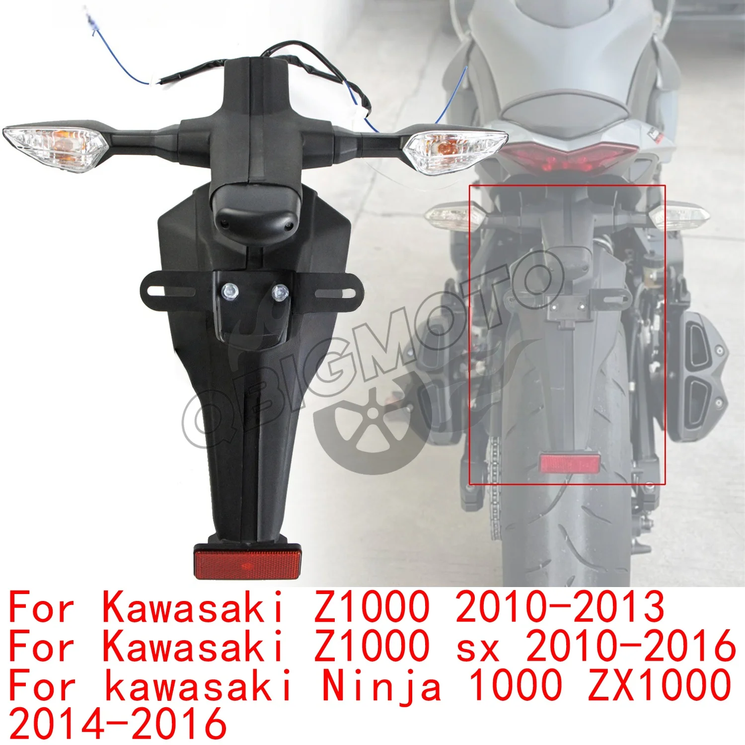 

Z1000 Motorcycle Rear Fender Mudguard License Light Hugger Bracket For Kawasaki Z1000 SX 2010-2016 Ninja 1000 ZX1000 2014-2016