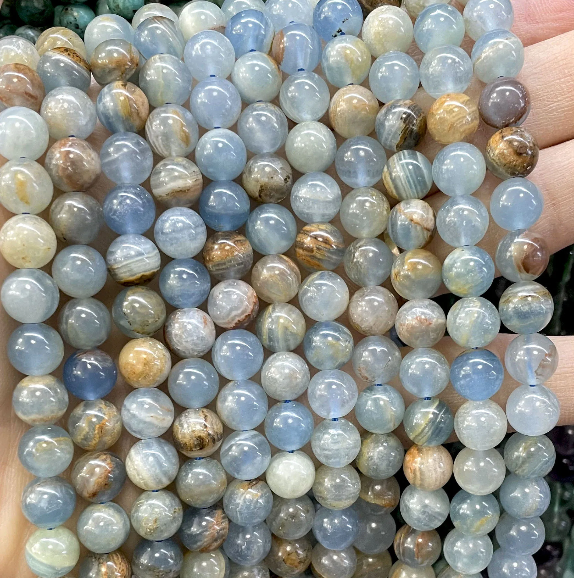 Blue Calcite Cylinder Rectangle Natural Stone Faceted Rondelle Spacer Round Beads For Jewelry Making Diy Bracelets Accessories