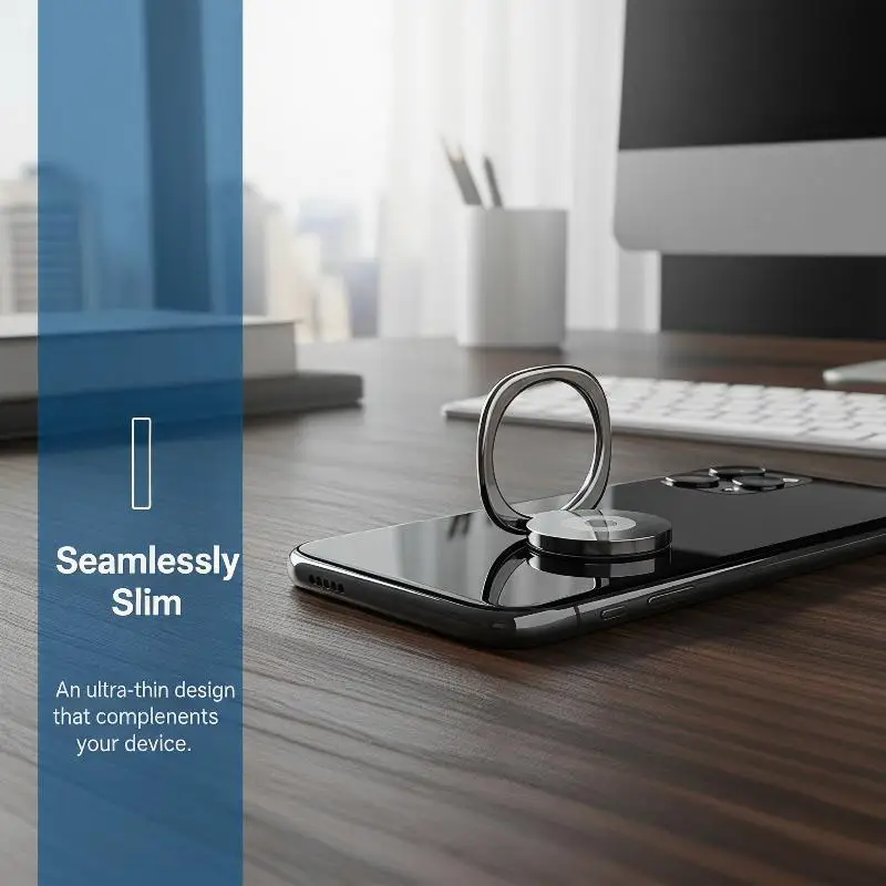 Metal Phone Ring Holder 2Pcs 360° Rotatable Strong Sticky Adhesive Finger Grip for Mobile Phone Desk Bracket Use - view 2