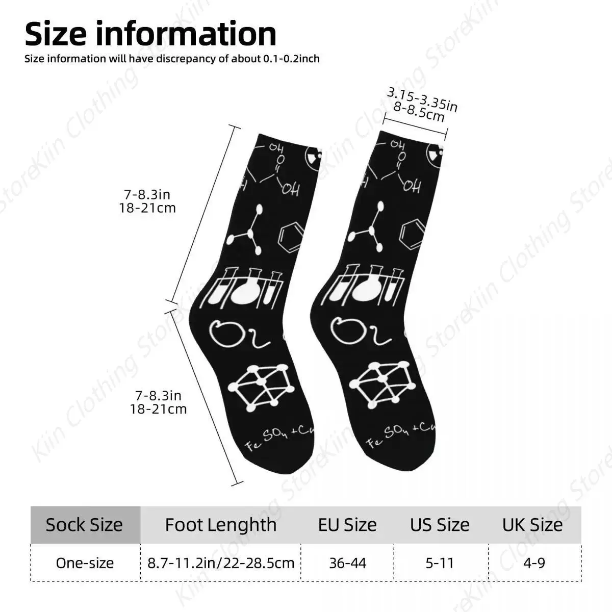 Chemistry Science Socks Harajuku Sweat Absorbing Stockings All Season Long Socks Accessories for Man's Woman's Christmas Gifts