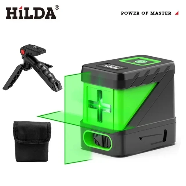 Hilda 2 Lijnen Laser Niveau Zelfnivellerende Groene Stralen Laser Horizontaal Verticaal Kruislijn Mini Laserniveau