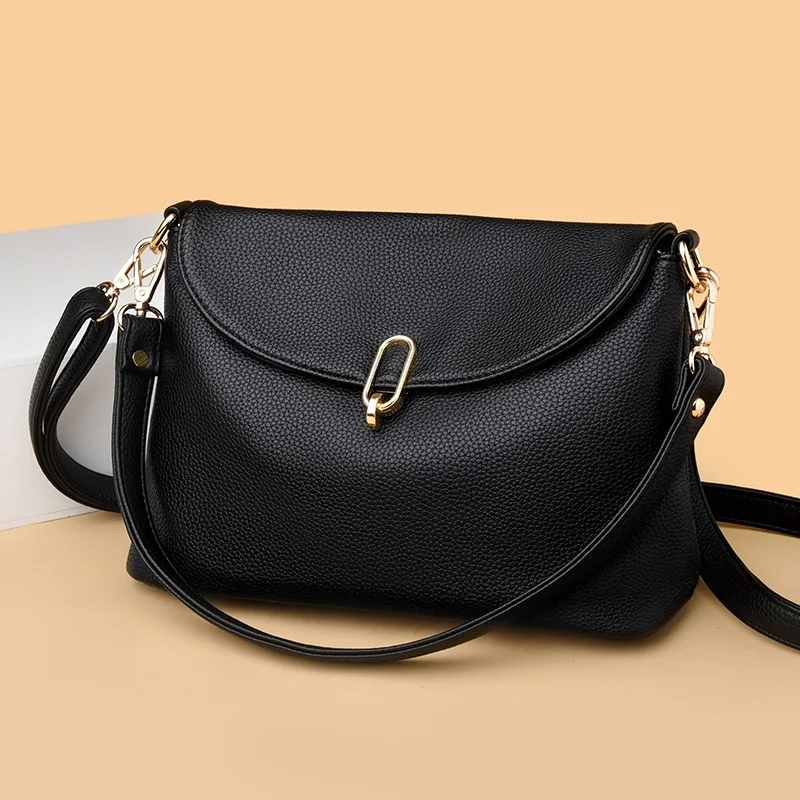 Women Casual Crossbody Bag Multifunction Shopping Handbag Large Capacity Messenger Bag 2023 New Cowhide Waterproof Shoulder Bag