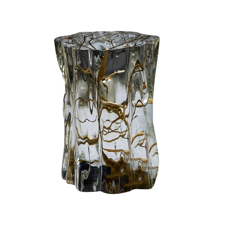 

Side few transparent crystal epoxy resin pier stool chair jujube wood ornament acrylic tea stool ornament corner few