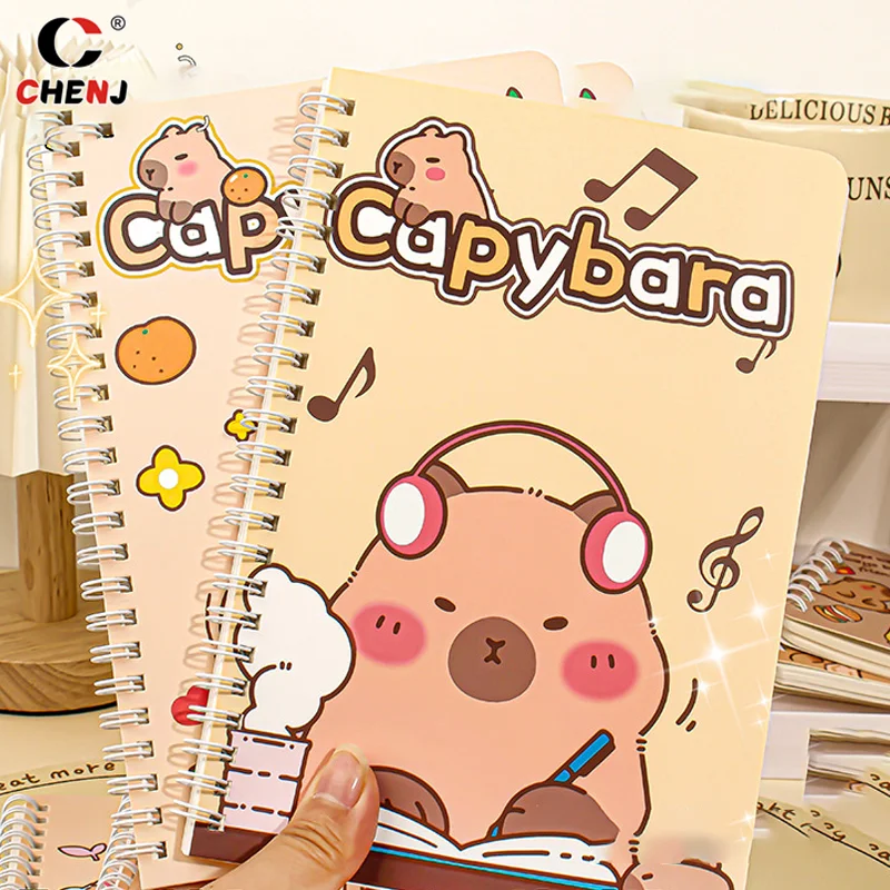 Mode Verdickte Wasserdichte Notebook Cartoon Capybara Linie Kreis Nette Tagebuch Buch Prüfung Vorbereitung Ressource Organizer Notebook