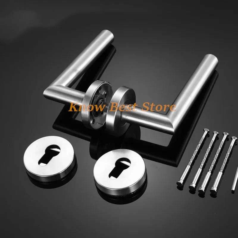 1set Stainless Steel Barn Door Handle Bedroom Split Door Lock Handle Indoor Two-sided Door Knobs Household Hardware Accessories