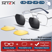 SZTZX Men Polarized Magnet Clip on 3-in-1 Prescription Fashions Myopia Hyperopia Sunglasses Anti Blue Ray Progressive Eyeglasses