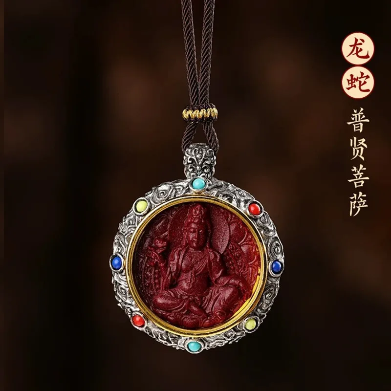 Buddha Pendant Tibetan Silver Thangka Wheel Of Fortune Zodiac Necklace