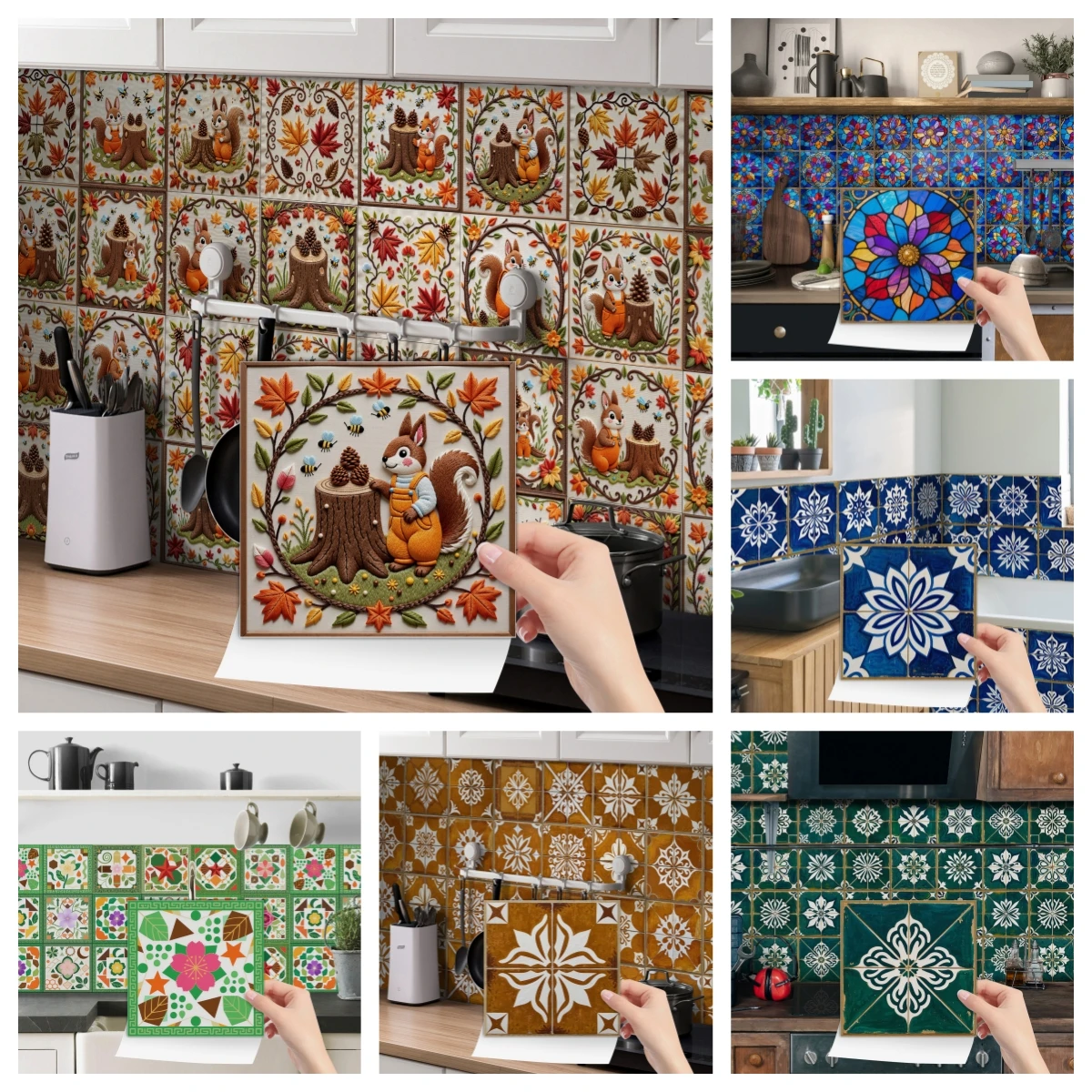 24 pegatinas de pared creativas, calcomanías de azulejos autoadhesivas para decoración del hogar, papel tapiz artístico para cocina, baño, sala de estar