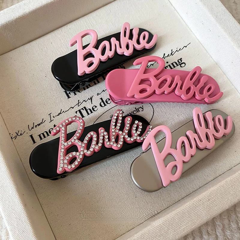 Barbie Cartoon Animation Creative Letter Rhinestone High-Value Girl Side Clip Forehead Bangs Clip Hairpin Fashion Trend Gift