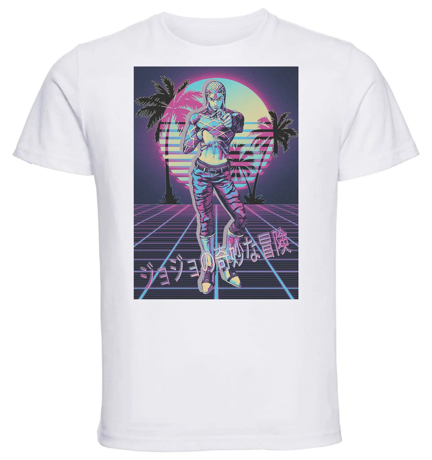 T-Shirt White Vaporwave 80s Style Jojo Guide Mixed-