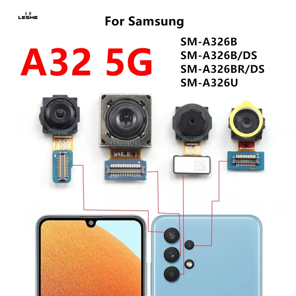 Voor Achter Camera Voor Samsung Galaxy A32 4G 5G A325 A326 Selfie Frontale Achterkant Facing Belangrijkste groothoek Macro Achteruitrijcamera Flex