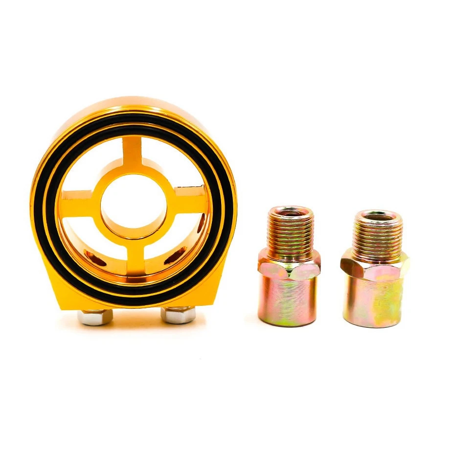 Car Universal Oil Filter Cooler Sandwich Plate Adaptor M201.5 and 3/4-16 Sandwich Adapter Oil Gauge TT100337(Gold)