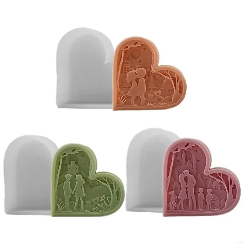 

A9BF Stylish Ornament Craft Mold Silicone Heart Mold for Handmade Gifts