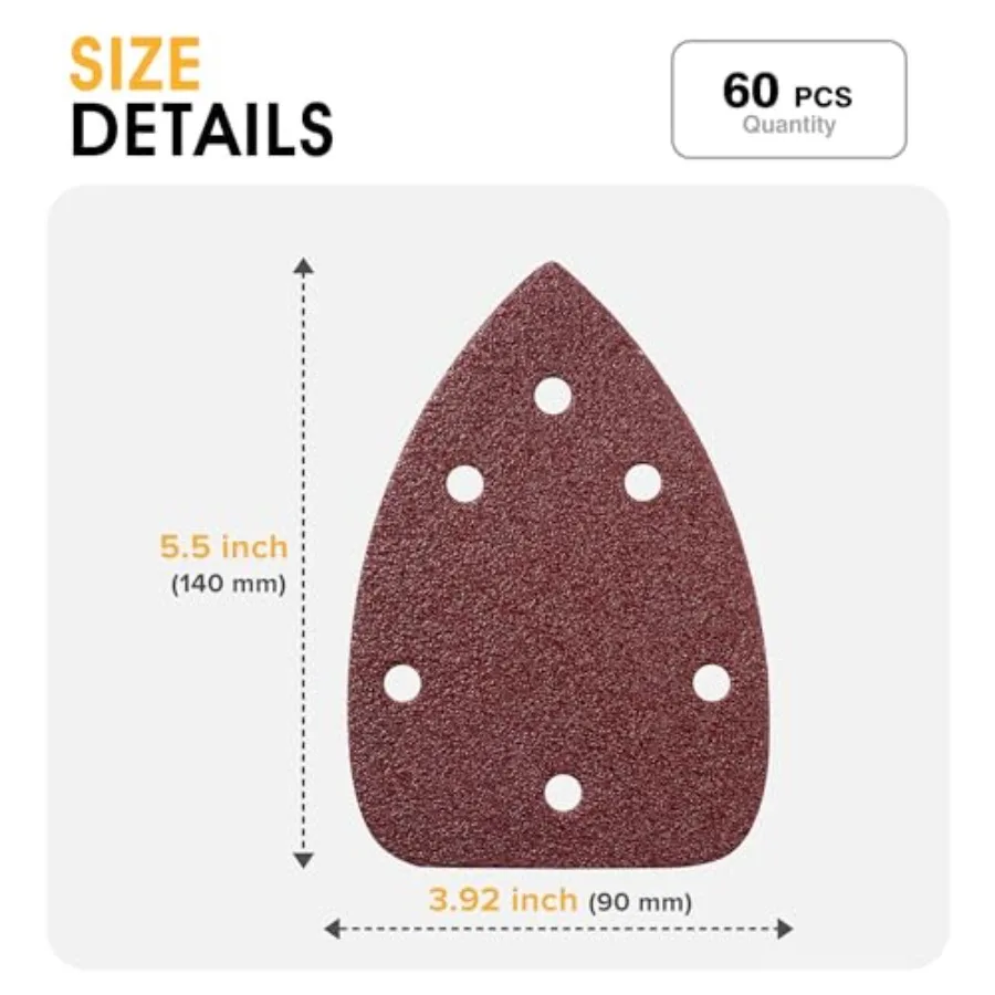 0 PCS Mouse Sander Sandpapers Mouse Sand Paper Detail Sander Sanding Disc Mouse Sander Pads Hook and Loop Triangle Sandpaper 0/