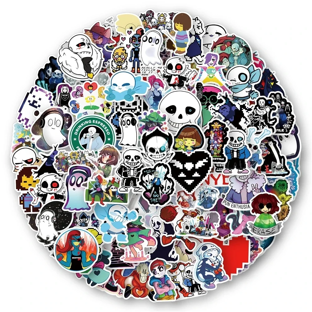 100 pçs jogo undertale graffiti adesivos decalques à prova dwaterproof água diy geladeira bagagem skate telefone dos desenhos animados engraçado adesivo brinquedo do miúdo presente