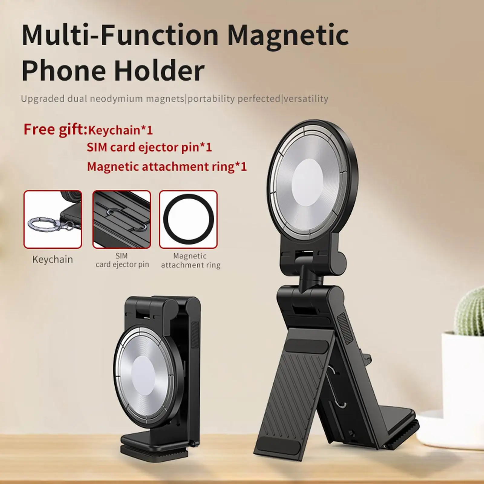 

Multi Functional Magnetic Suction Phone Holder Stand Tabletop Folding 360° Rotatable Universal Adjustable Magic Phone Mount