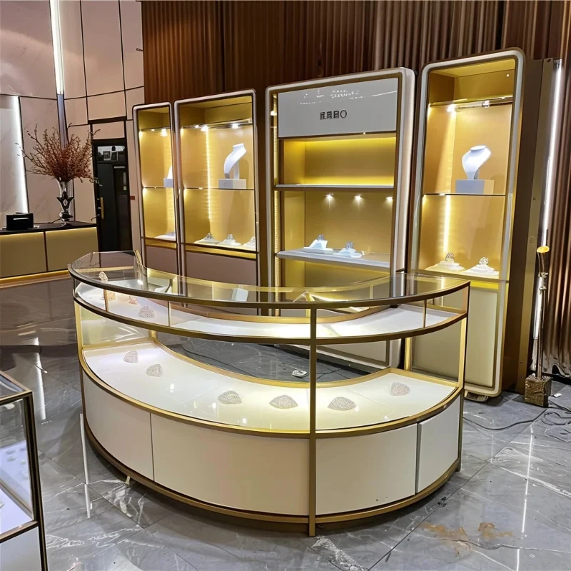custom.Custom Color Stainless Steel Jewelry Display Front Cabinet Durable Using