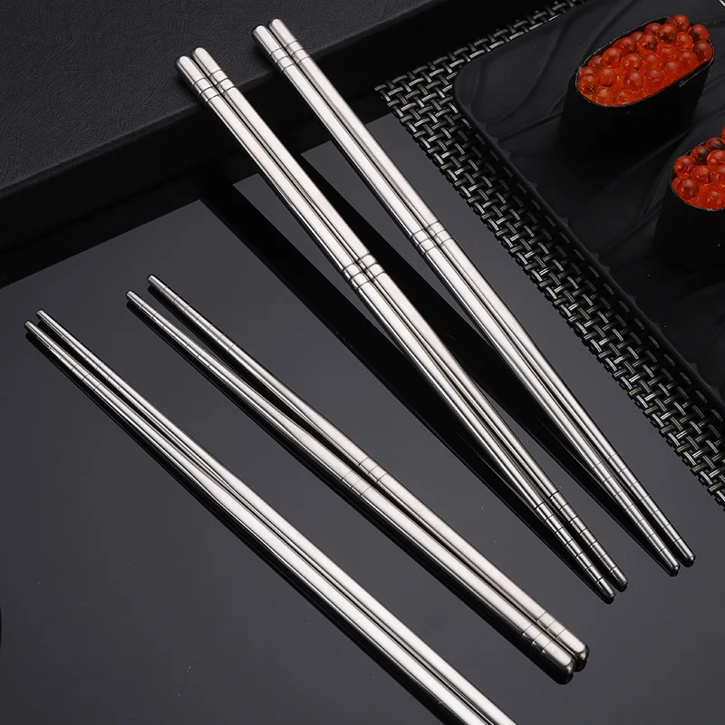 2 Pairs 304 Stainless Steel Chopstick Tableware Korean Non-Slip Chopsticks Antiskid Household Metal Reusable Chopstick