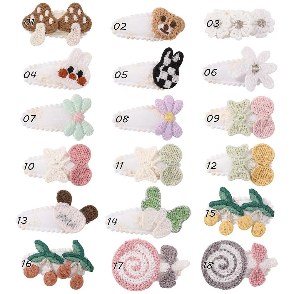 90 PCS/Lot, Fruit Candy Cherry Fabric Snap Clips Crochet Barrettes Knit Hairpins Baby Hair Accessories