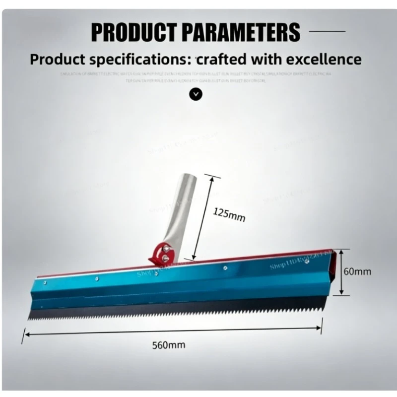 56×12cm Notched Stainless Steel Squeegee, Self Leveling Flooring Epoxy Cement Gear Rake