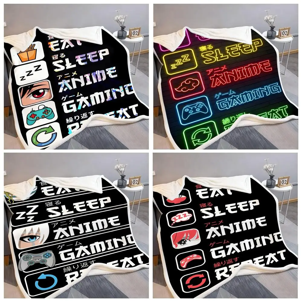 Eat Sleep Game Repeat Throw Lightweight Soft Flannel Throw Blanket Summer Cooling AC Nap Blanket for Sofa Couch Bed Travel