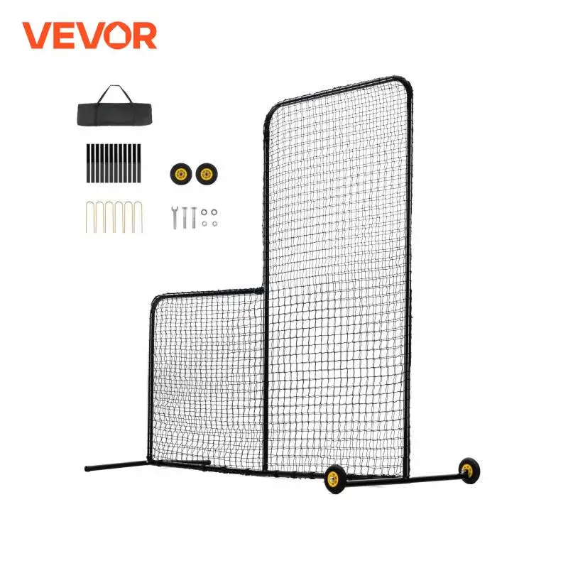 VEVOR L Screen Baseball for Batting Cage 7x7 ft Softball Safety Screen Body Protector Portable Batting Screen with Carry Bag