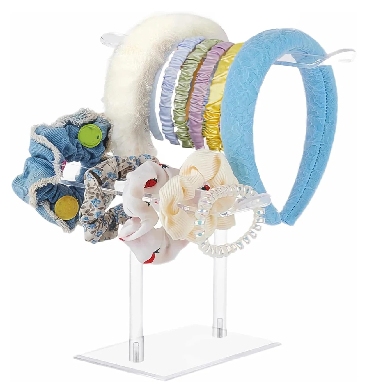 

high transparency headband holder, 2-layer headband bracelet necklace display rack, transparent hair accessory storage rack, wo