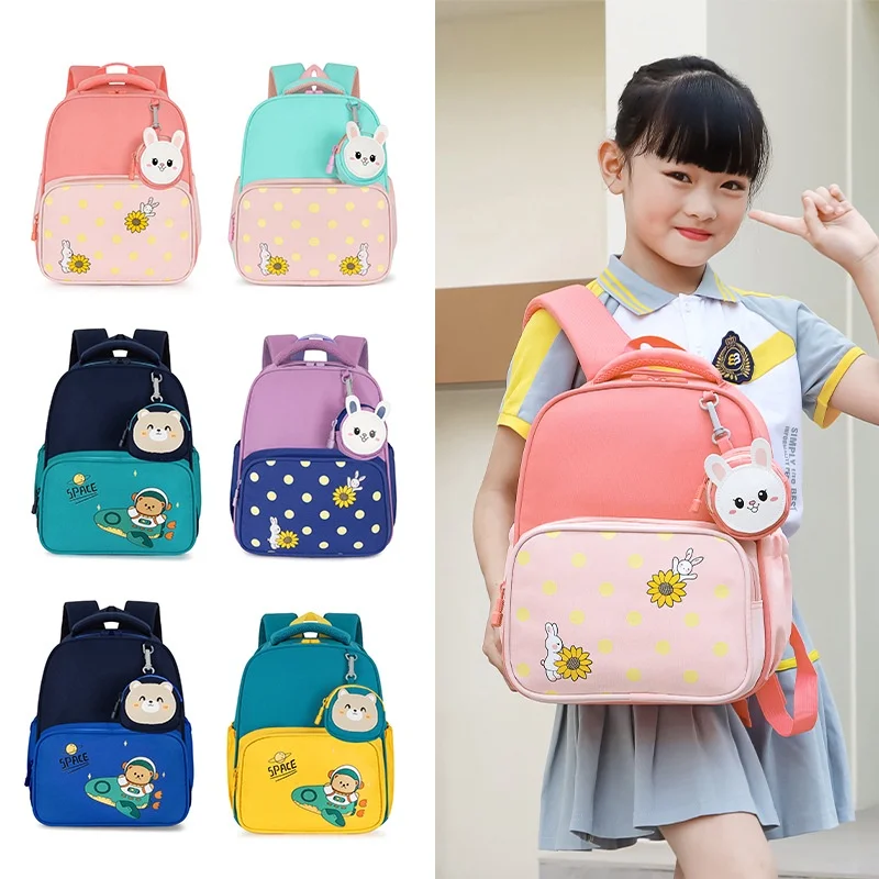 Preschool Children Cartoon Small Backpacks New Girls Rabbit Boys Space Bear Cute Kindergarten Schoolbags with Hanging Mini Bag