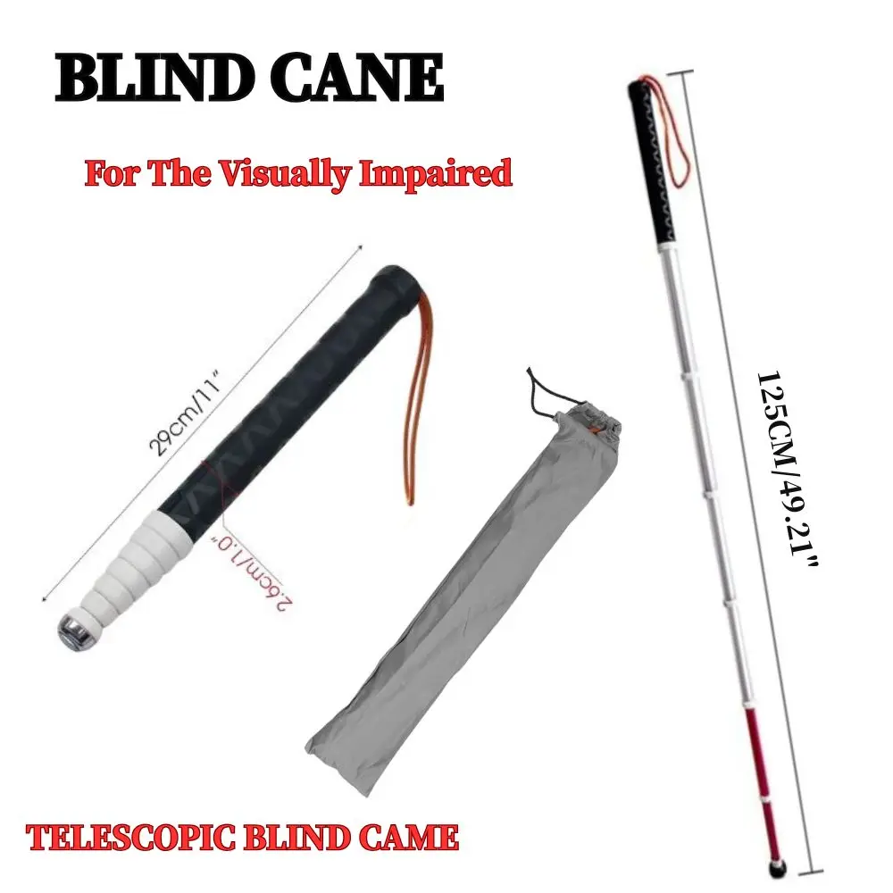 Telescopic Blind Cane Walking Stick Blind Reflective Cane Foldable Shockproof Crutch for Visually Impaired People
