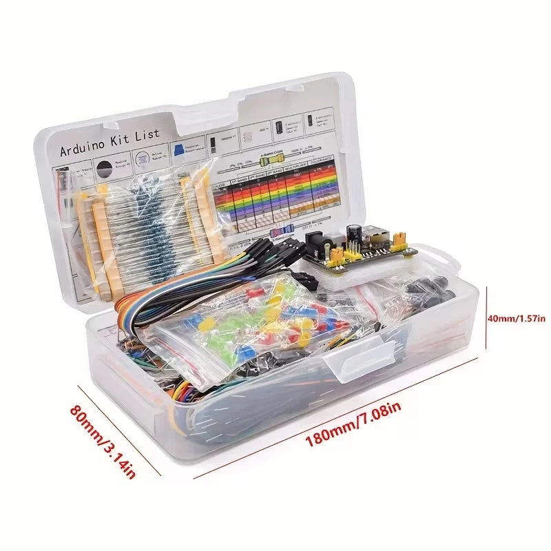 830Point Solderless Breadboard Electronic Component Starter Kit with Jumper Wires Resistor LED Potentiometer Compatible with Ar