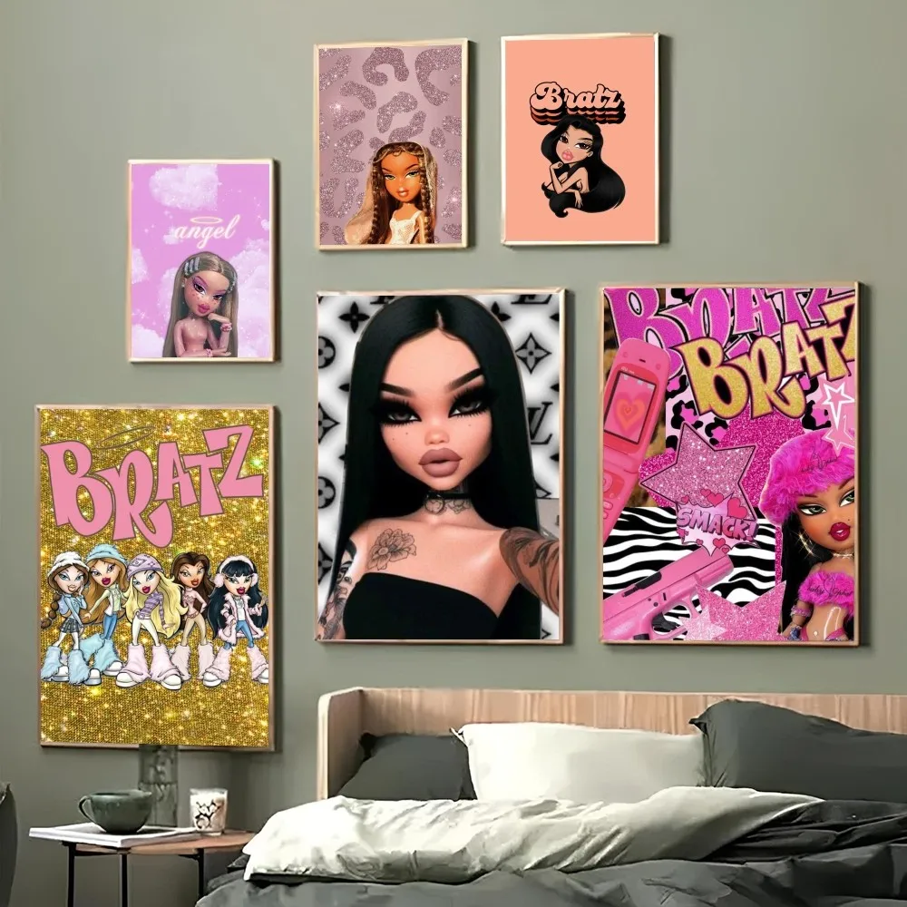 1PC Bratz Doll Poster autoadesivo Art adesivo di carta impermeabile Coffee House Bar Room Wall Decor