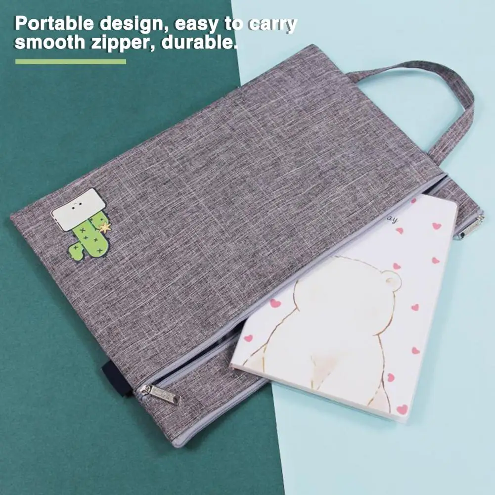 Durable Convenient File Storage Multi-layer File Bag Cartoon Portable A4 Document Holder with Zipper File Holder for Business