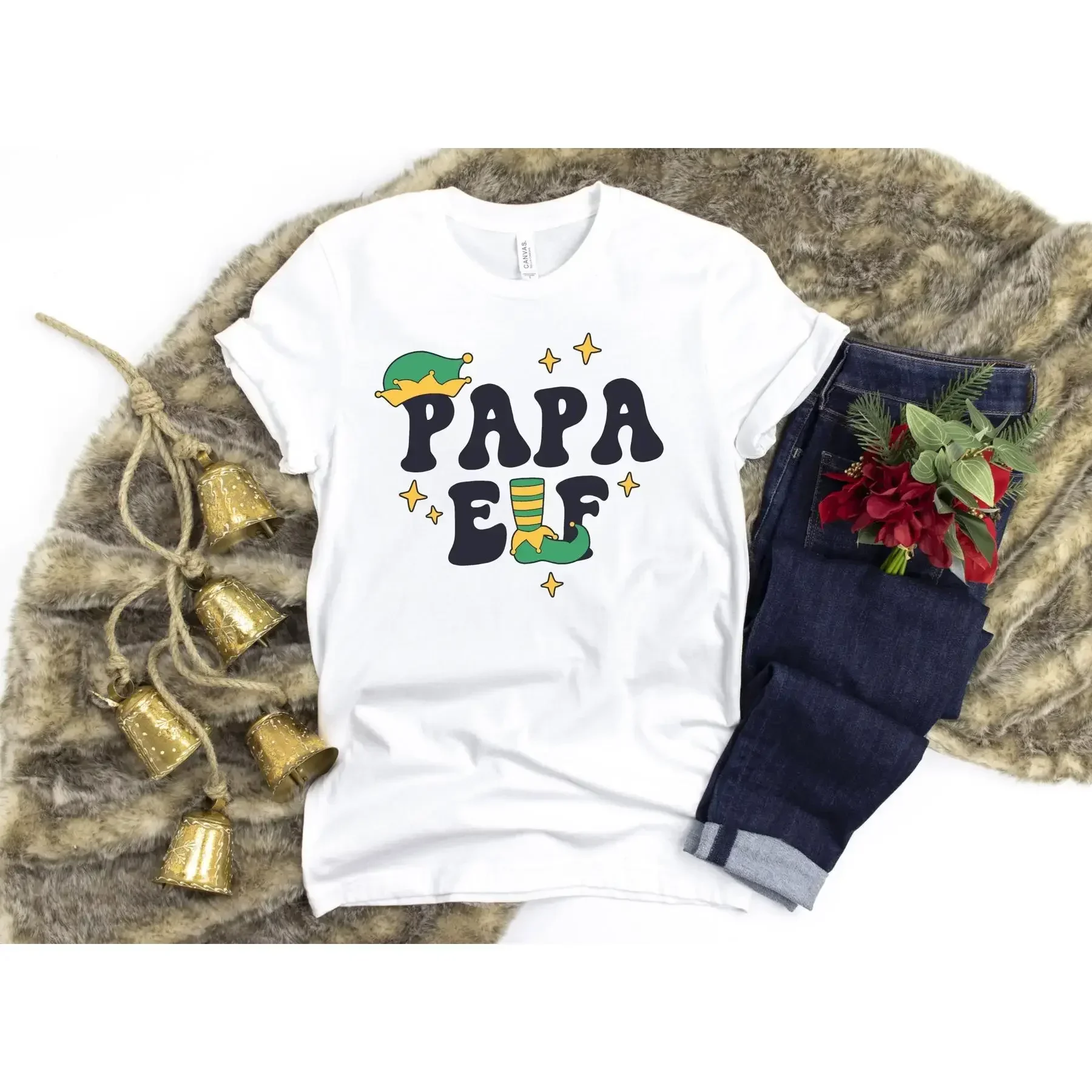Papa Elf T Shirt Family Matching Retro Christmas Outfit Daddy