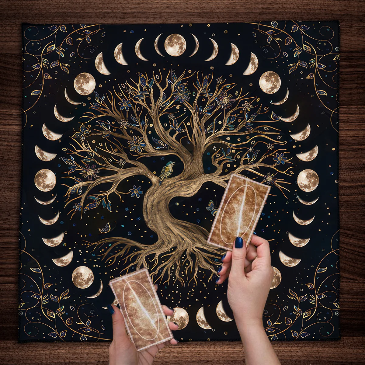 Tree Of Life Tarots Tablecloth Moon Phase Cloth Altar Moonlight Garden Divination Witchcraft Astrology Supplies Home Decor